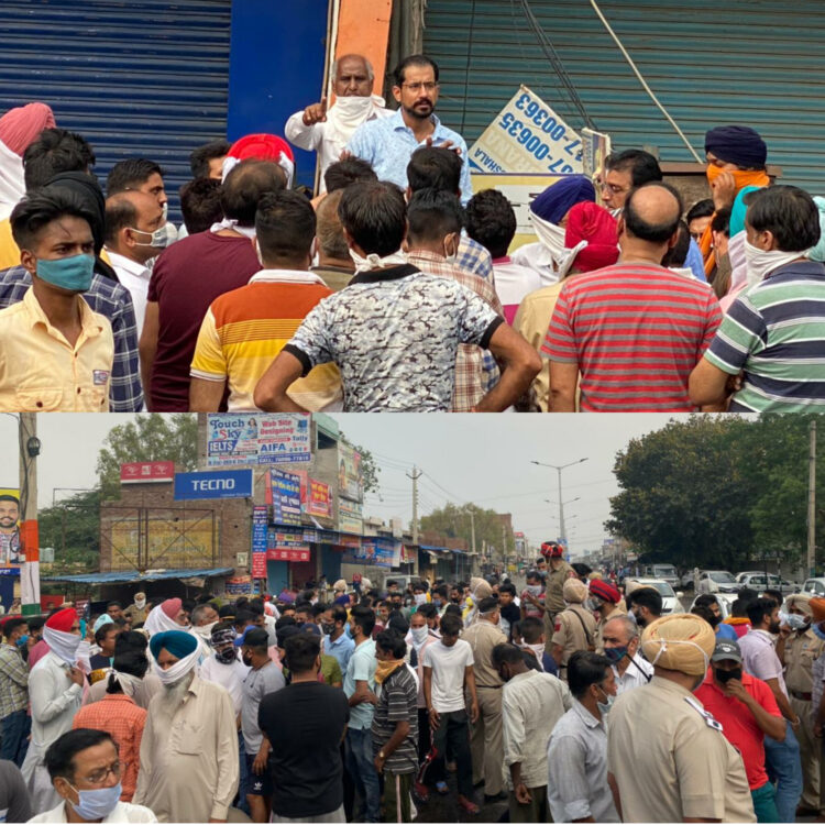 ਸਰਕਾਰ ਦੇ ਹੁਕਮਾਂ ਨੂੰ ਮਧੋਲ ਕੇ ਗੈਰ ਜਰੂਰੀ ਦੁਕਾਨਾਂ ਵਾਲਿਆਂ ਦਾ ਬਾਘਾ ਪੁਰਾਣਾ ਦੇ ਮੁੱਖ ਚੌਂਕ ਵਿੱਚ ਹੋਇਆ ਭਾਰੀ ਇਕੱਠ