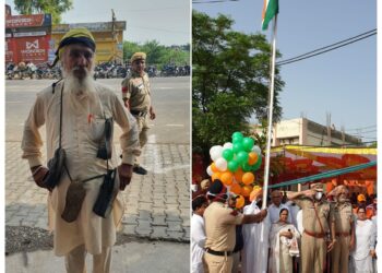 ਬਾਘਾਪੁਰਾਣਾ ਵਿੱਚ ਐਸ.ਡੀ.ਐਮ. ਦਫਤਰ ਦੇ ਬਾਹਰ ਅਮ੍ਰਿਤਧਾਰੀ ਸਿੰਘ ਵੱਲੋਂ ਆਪਣੇ ਗਲ ਵਿੱਚ ਛਿੱਤਰਾਂ ਦਾ ਹਾਰ ਪਾ ਕੇ ਮਨਾਇਆ ਗਿਆ ਆਜ਼ਾਦੀ ਦਿਹਾੜਾ