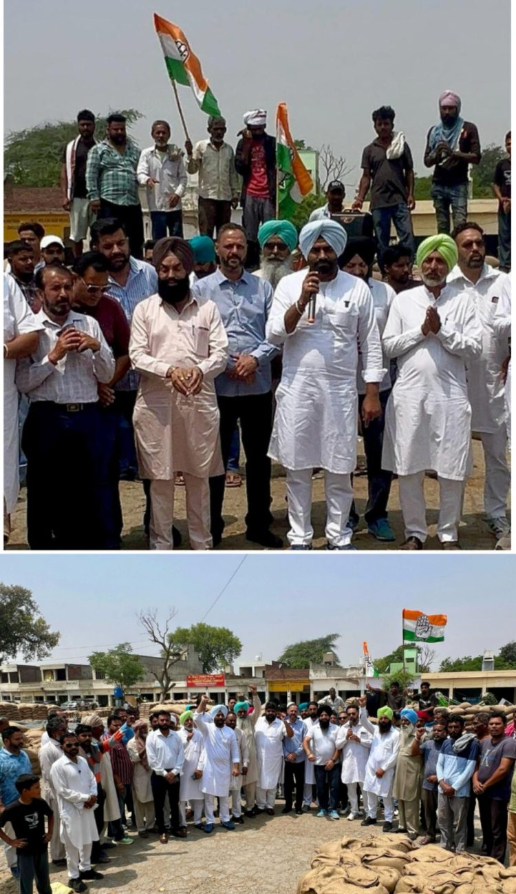 ਮੋਗਾ ਦਾਣਾ ਮੰਡੀ ਵਿੱਚੋਂ ਕਣਕ ਦੀ ਲਿਫਟਿੰਗ ਨਾ ਹੋਣ ਨੂੰ ਲੈਕੇ ਕਾਂਗਰਸ ਆਗੂ ਪਰਮਪਾਲ ਸਿੰਘ ਤਖਤੂਪੁਰਾ ਦੀ ਅਗਵਾਈ ਵਿੱਚ ਲਗਾਇਆ ਧਰਨਾ 