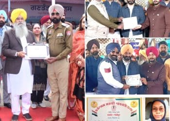 26 ਜਨਵਰੀ ਵਾਲੇ ਦਿਨ ਬਾਘਾਪੁਰਾਣਾ ਵਿੱਚ ਟ੍ਰੈਫਿਕ ਦੀ ਚੰਗੀ ਡਿਊਟੀ ਨਿਭਾ ਰਹੇ ਕਰਮਚਾਰੀਆਂ ਨੂੰ ਖੇਤੀਬਾੜੀ ਮੰਤਰੀ ਗੁਰਮੀਤ ਸਿੰਘ ਖੁੱਡੀਆਂ ਅਤੇ ਵਿਧਾਇਕ ਅੰਮ੍ਰਿਤਪਾਲ ਸਿੰਘ ਵੱਲੋਂ ਕੀਤਾ ਗਿਆ ਸਨਮਾਨਿਤ 